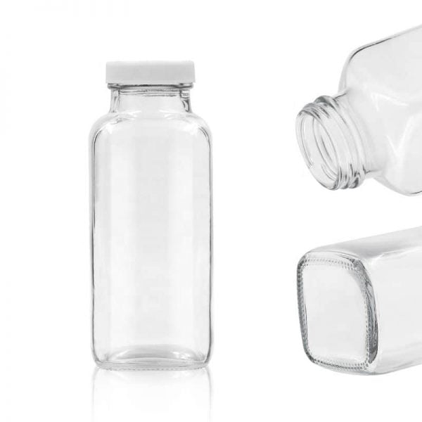 16oz french square glass bottle