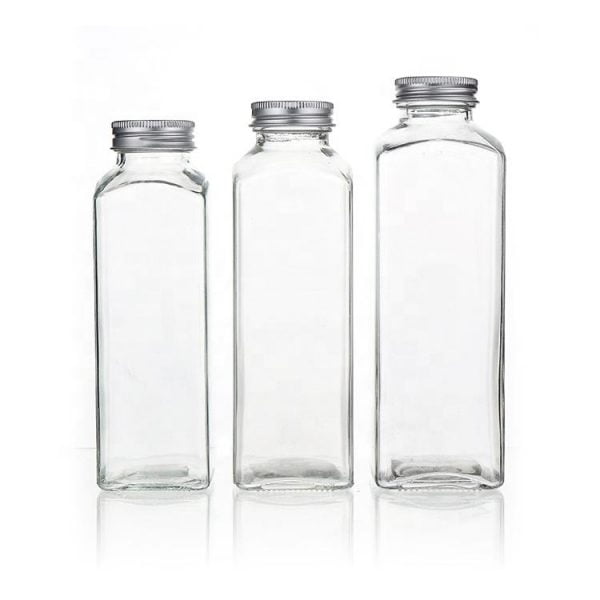 High Square Glass Milk Bottle