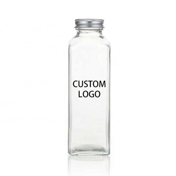 high square glass milk bottle logo