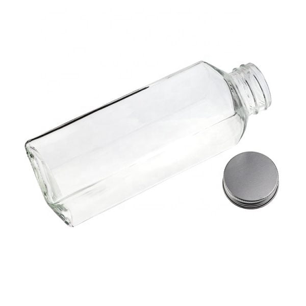 high square glass milk bottle side