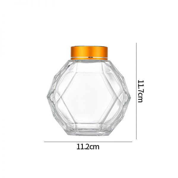 Diamond Shape Honey Jar with Dipper Lid