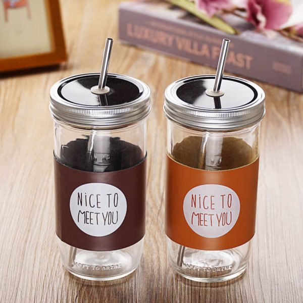 Mason Jar With Leather Case