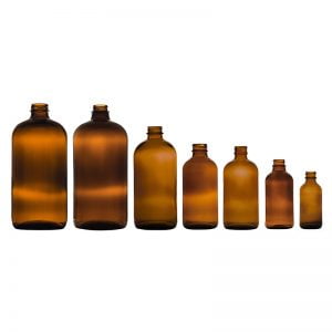 Amber Boston Round Glass Bottle