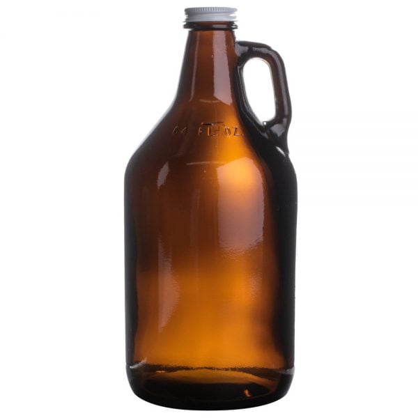 64oz amber glass beer growler