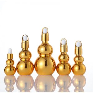 Electroplate Gold Gourd Glass Dropper Bottle