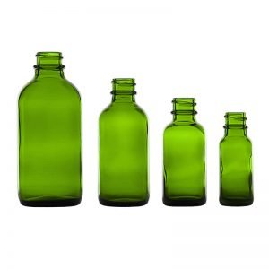 Green Boston Round Glass Bottle