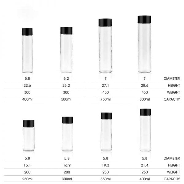 VOSS style glass water bottle